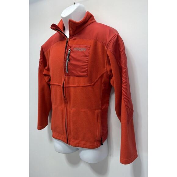 SPYDER BIG KIDS Boy’s Orange Fleece/Nylon Full Zip Jacket Size XL - Picture 3 of 6